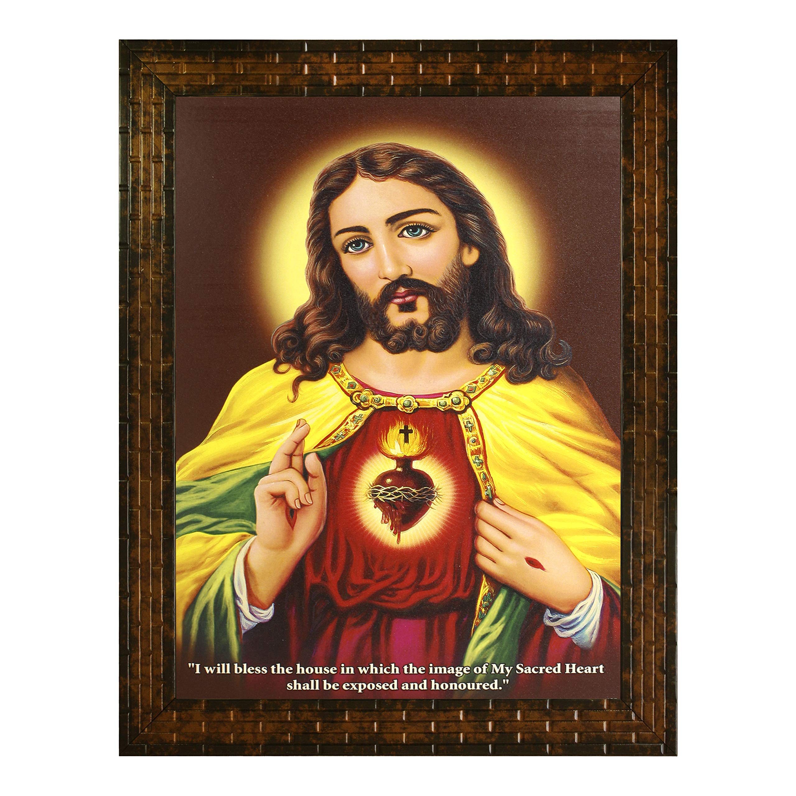 Indianara God Jesus Painting -Synthetic Wood, 27X30.5X1Cm, Multicolour